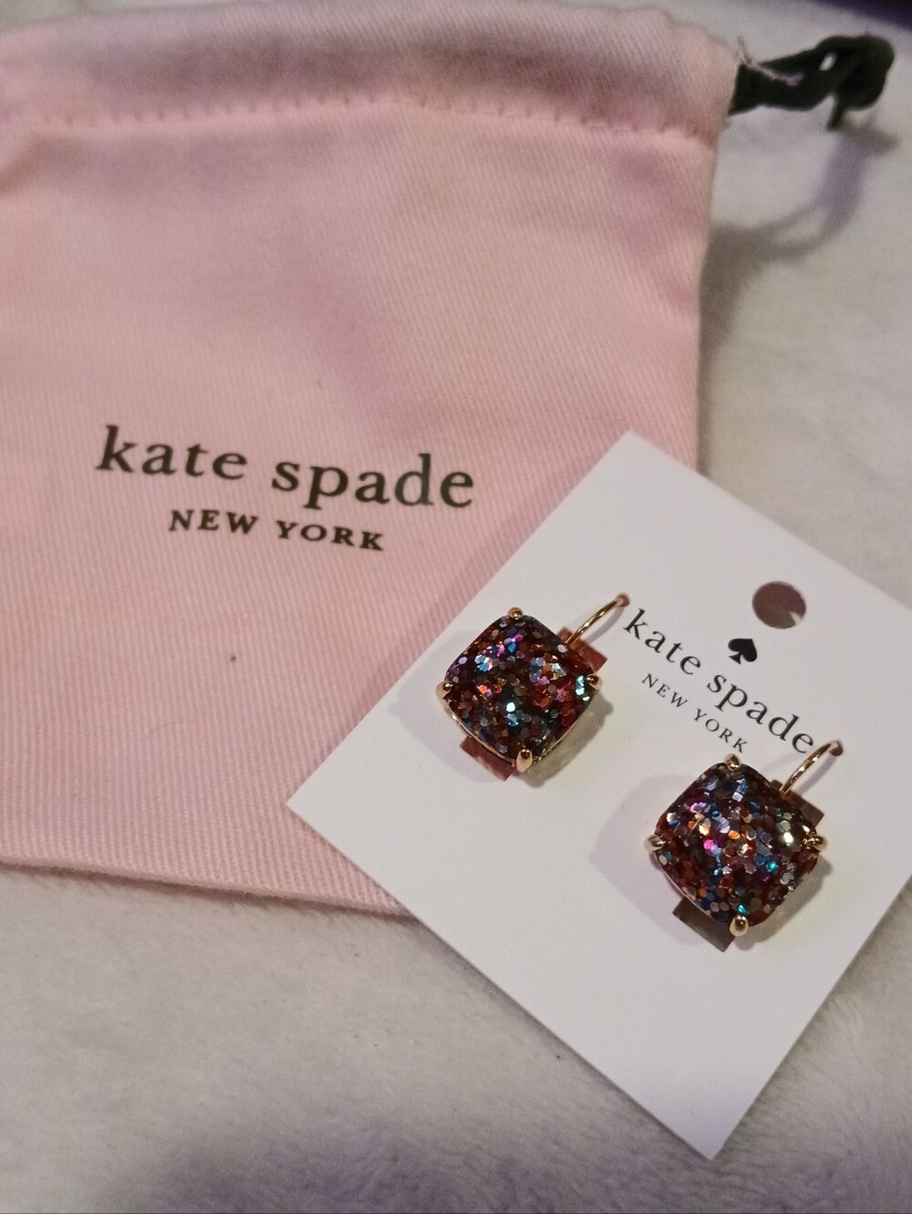 kate spade Multicolor Glitter Drop Earrings NWT on Card + DUSTY!